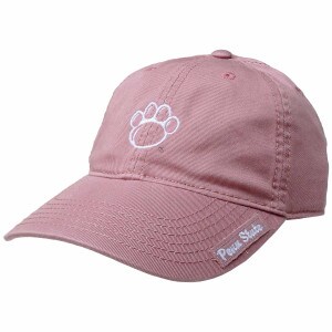 women's dusty rose twill hat with stitched paw print on front and Penn State on brim